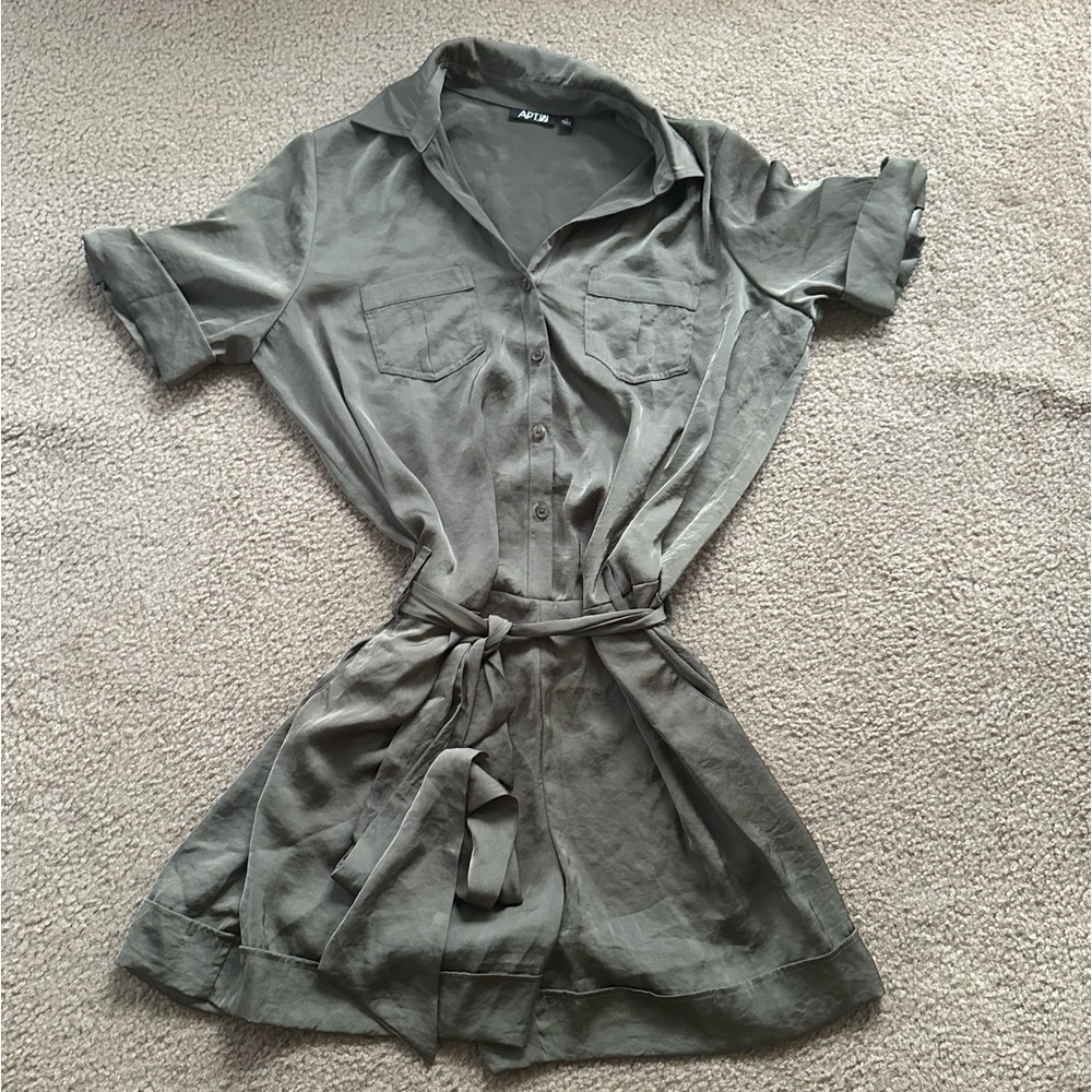 Apt 9, army green romper, size 12.